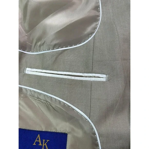 Apollo King Super 150's Hand Stitching Suit Jacket Mens Sz 52L Beige Blazer NWT